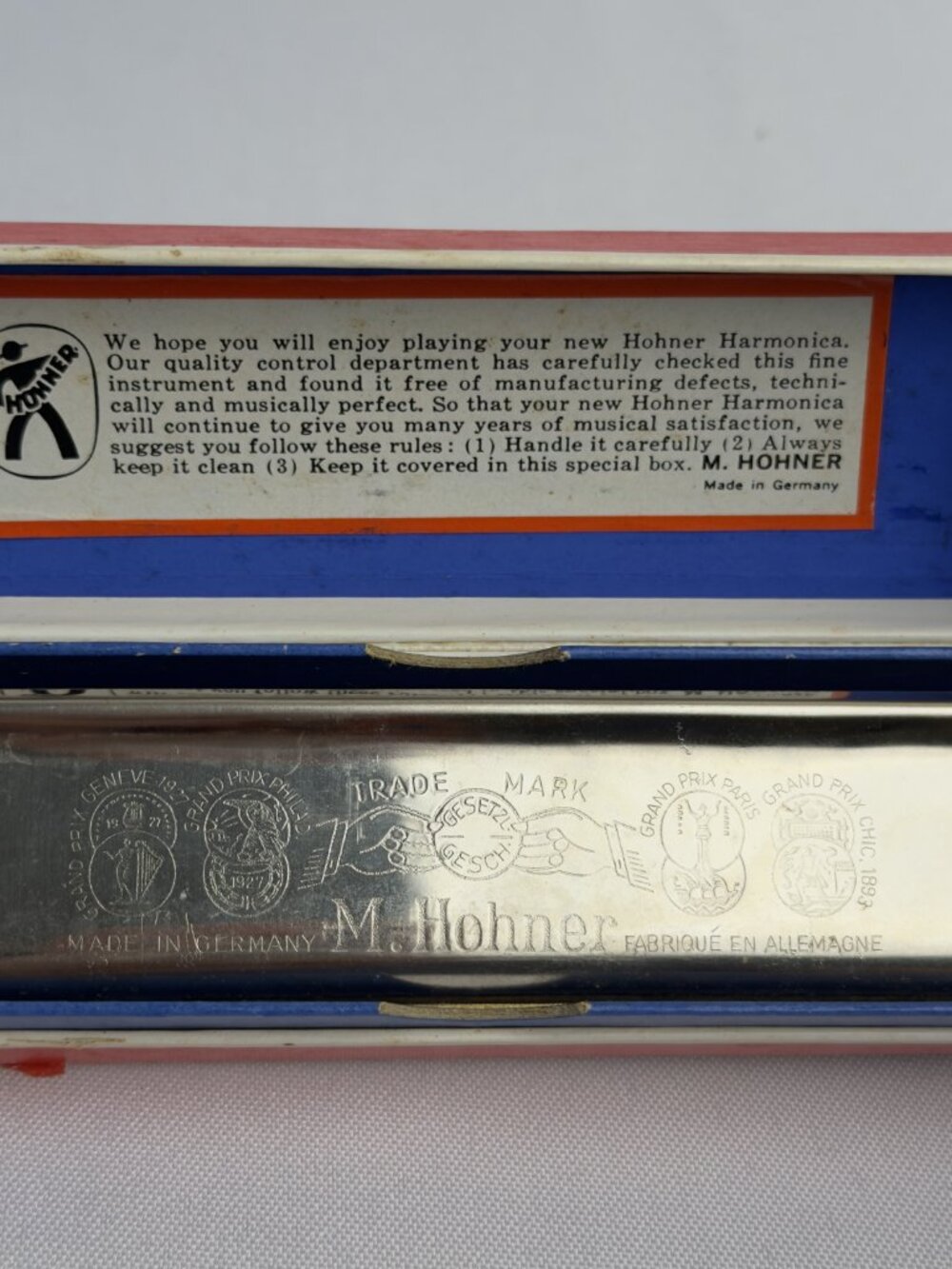 Hohner Marine Band Harmonica No 364 C Note Germany Wood Comb Original Case